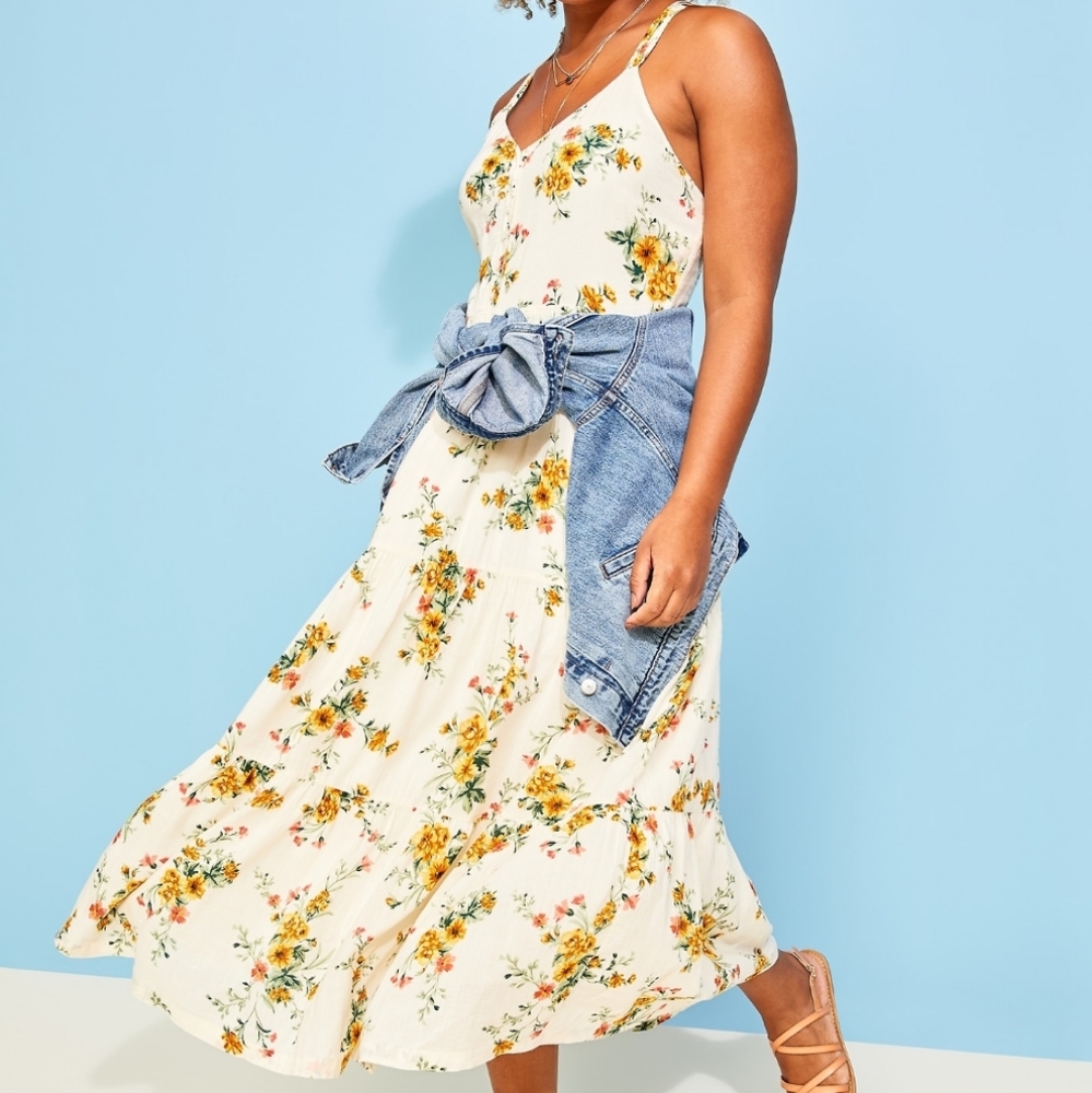 Printed Fit & Flare Tiered Maxi Sundress for Women